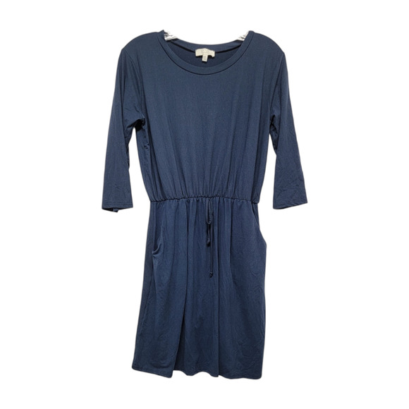Riah Fashion Dresses & Skirts - Riah Fashion Women's Slip Dress 3/4 Sleeve Solid Navy Blue Size Small